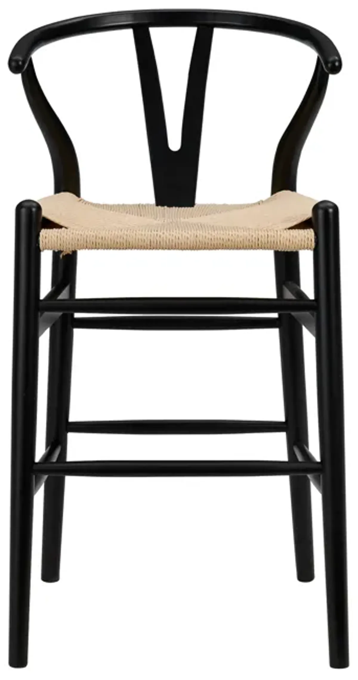 Evelina-C Counter Stool in Black Frame and Natural Seat