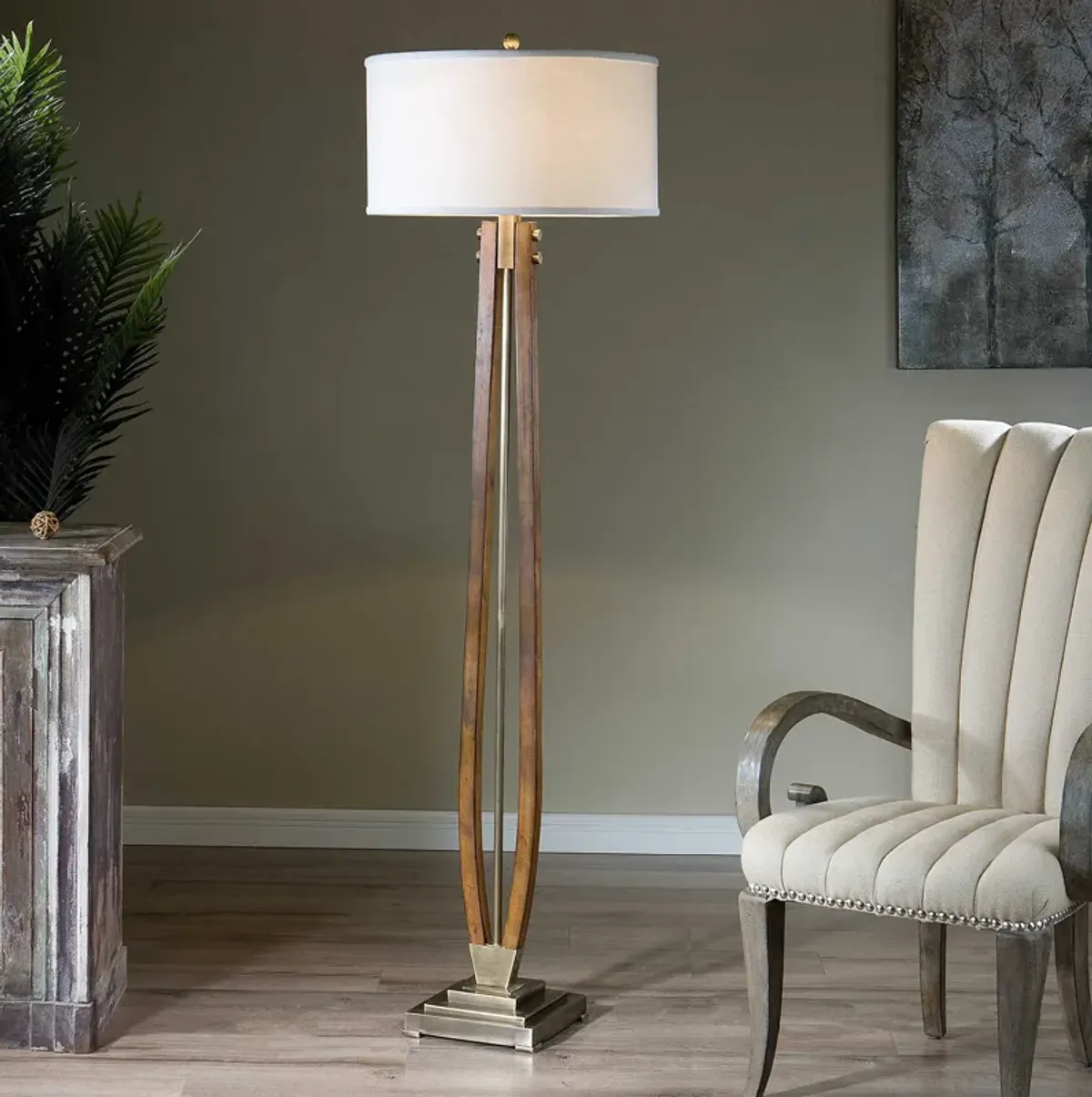 Boydton Burnished Wood Floor Lamp