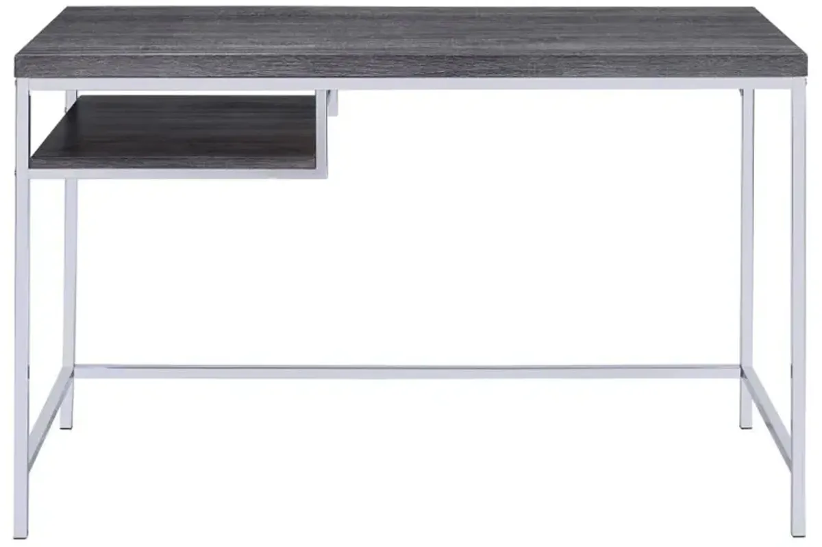 Kravitz Rectangular Writing Desk Weathered Grey and Chrome