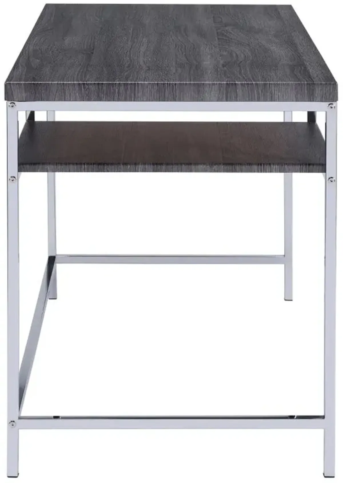 Kravitz Rectangular Writing Desk Weathered Grey and Chrome