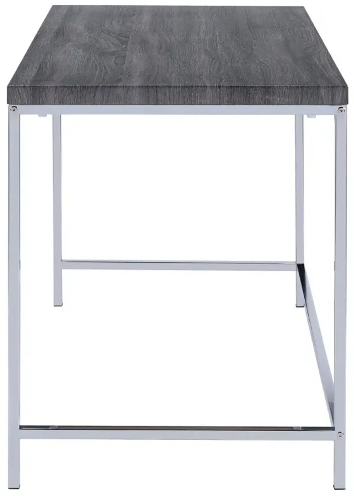 Kravitz Rectangular Writing Desk Weathered Grey and Chrome