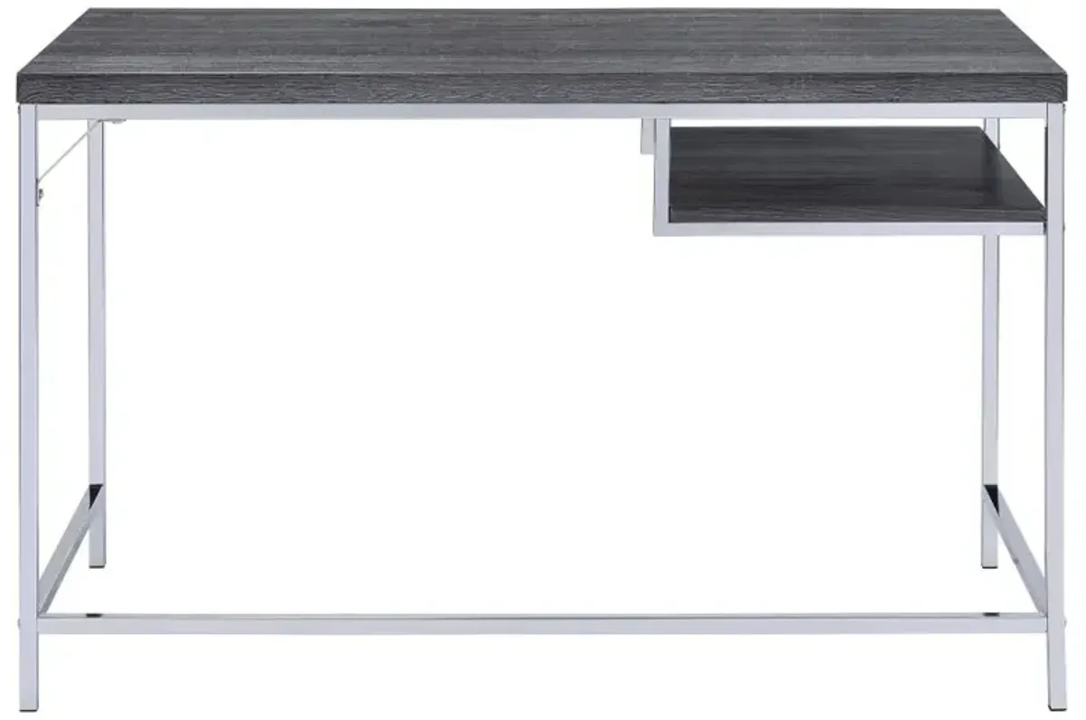 Kravitz Rectangular Writing Desk Weathered Grey and Chrome