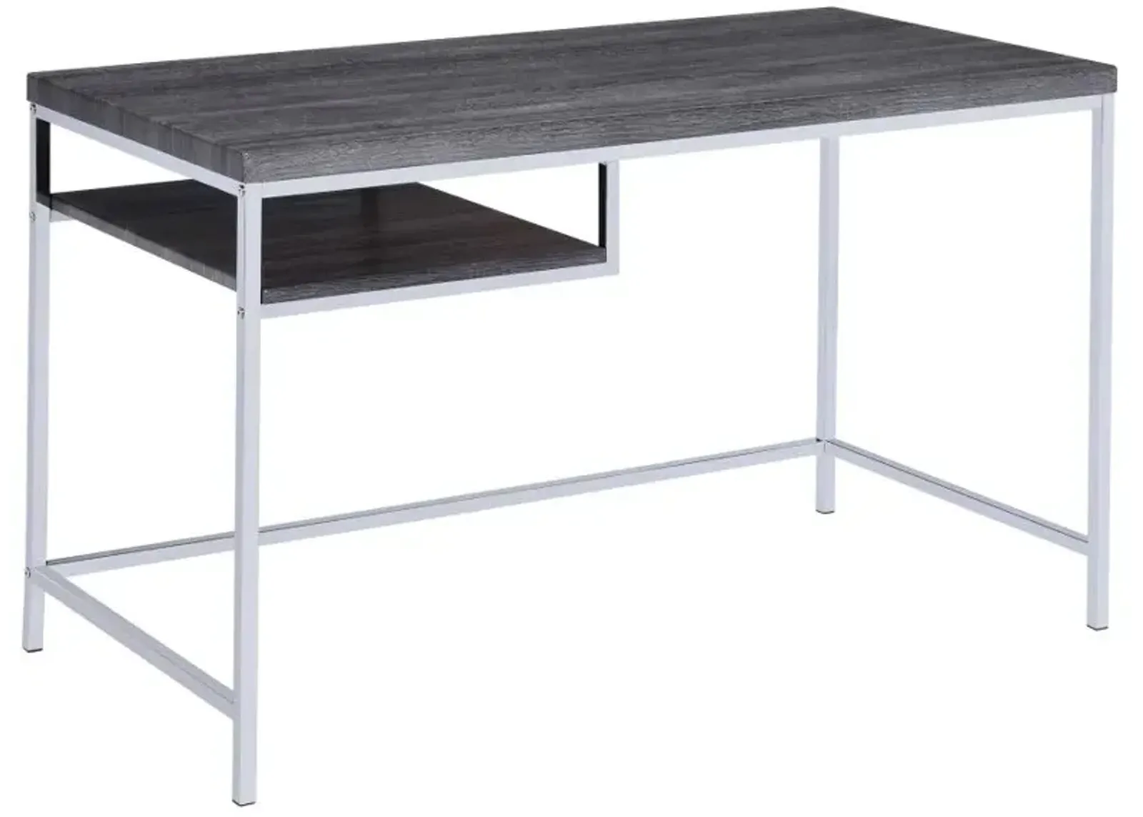 Kravitz Rectangular Writing Desk Weathered Grey and Chrome