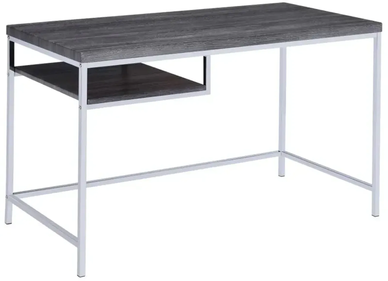 Kravitz Rectangular Writing Desk Weathered Grey and Chrome