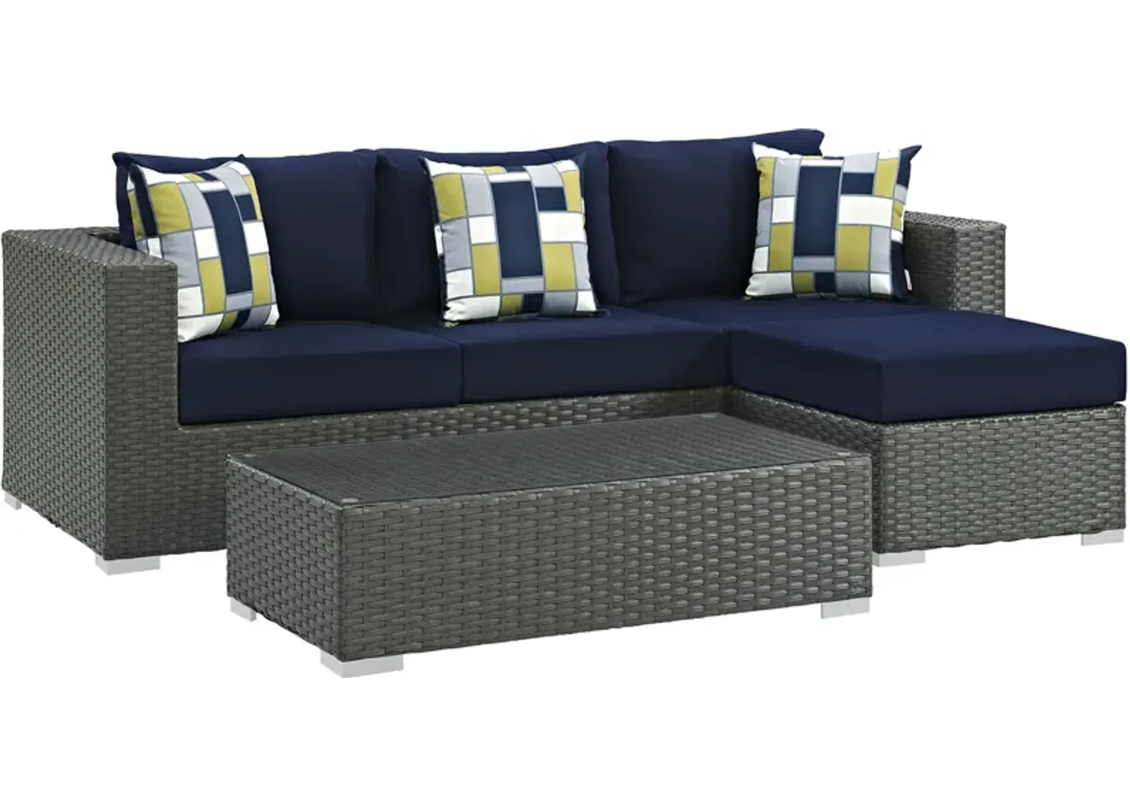 Sojourn 3 Piece Outdoor Patio Sunbrella® Sectional Set