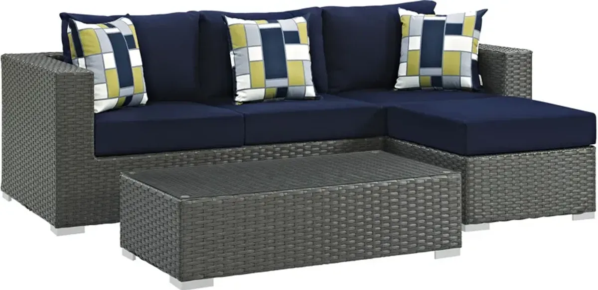 Sojourn 3 Piece Outdoor Patio Sunbrella® Sectional Set