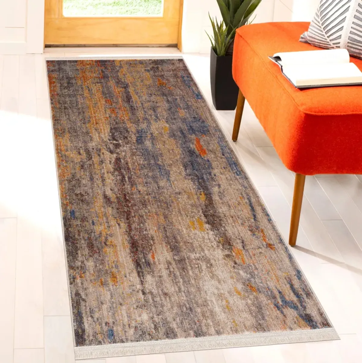 Hana Distressed Desert Modern Abstract Runner Rug 2' x 6'