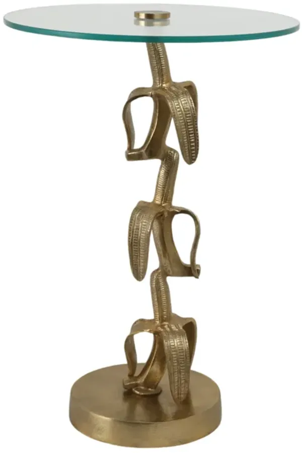 22x15" Bananas Accent Table, Gold Kd