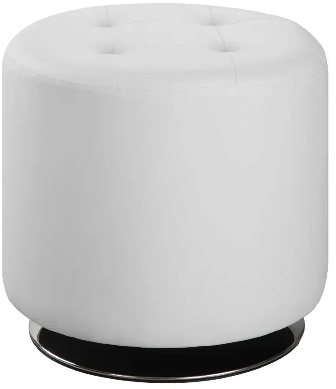 Bowman Round Upholstered Ottoman White