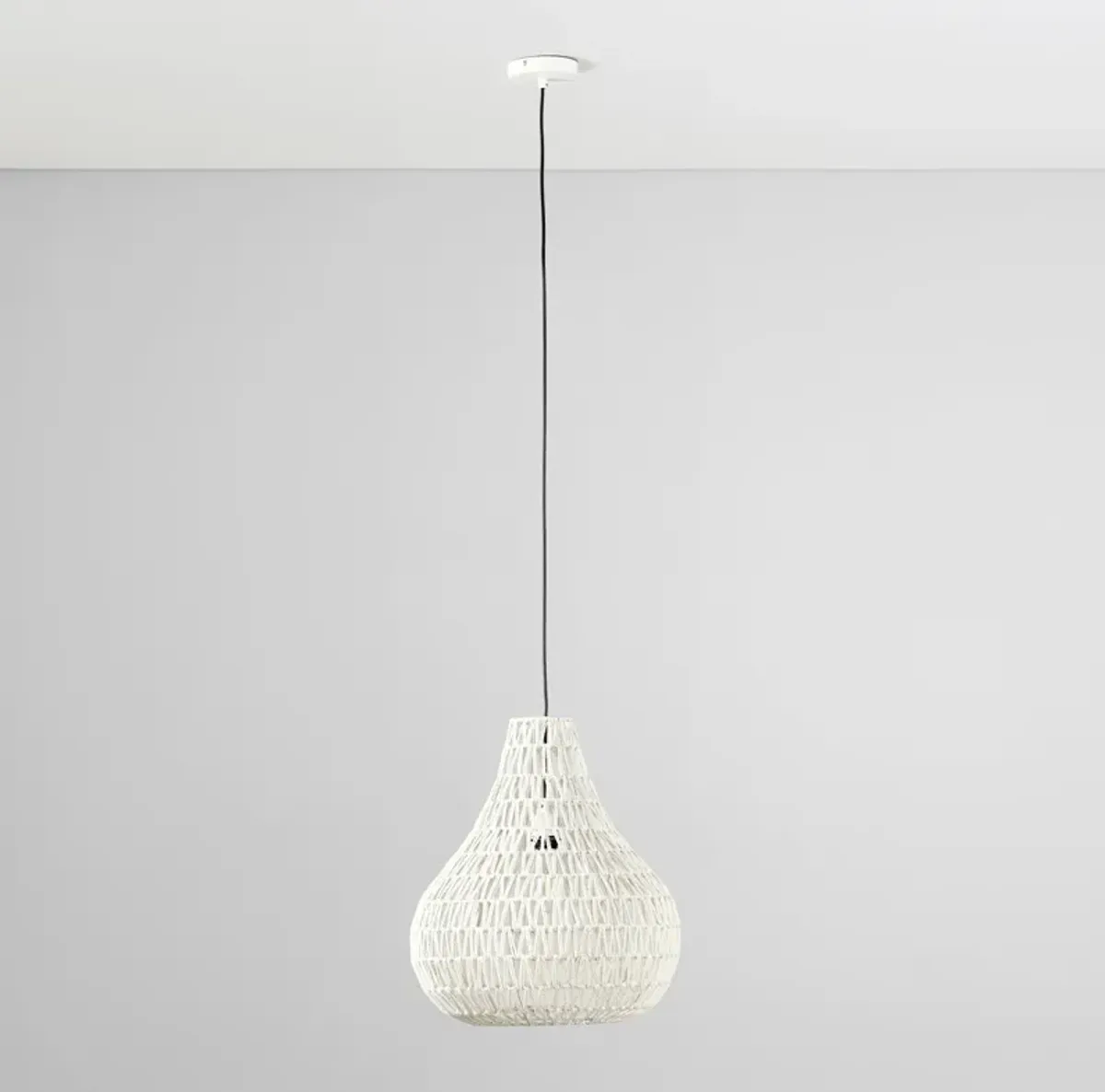 Quaid 1-Light Woven White Pendant By Kosas Home