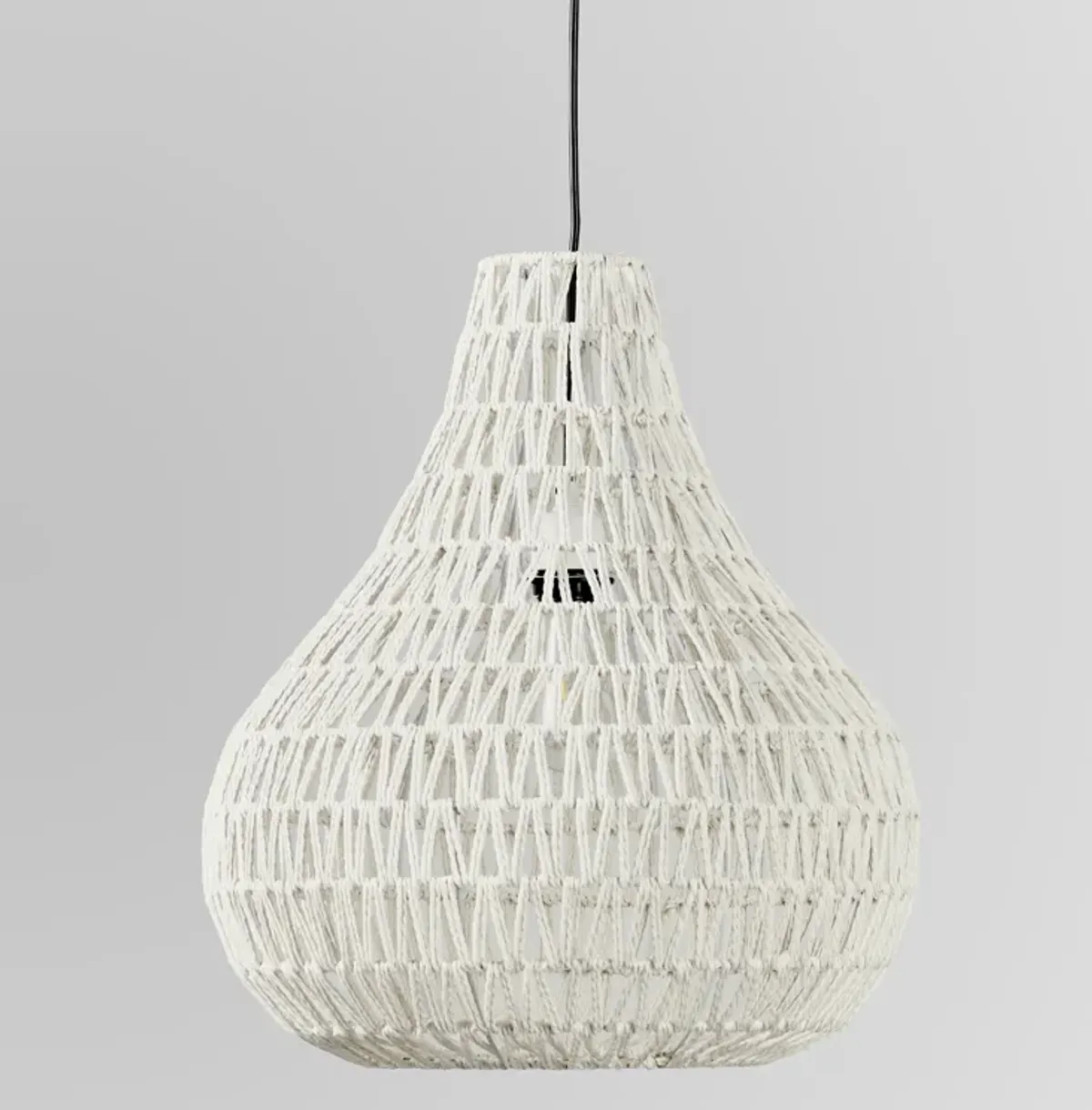 Quaid 1-Light Woven White Pendant By Kosas Home