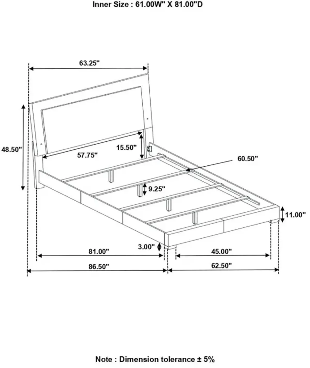 Felicity Queen Panel Bed with LED Lighting Glossy White