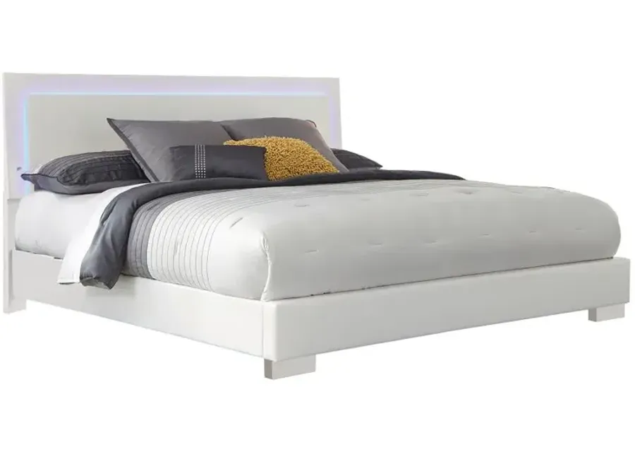 Felicity Queen Panel Bed with LED Lighting Glossy White