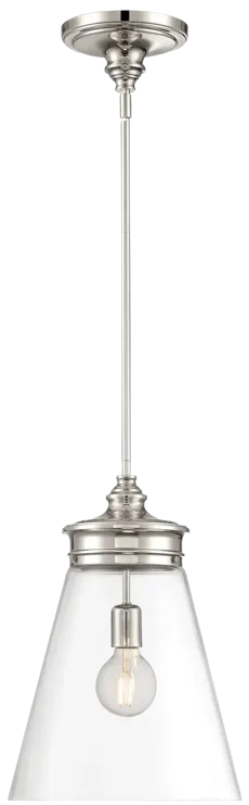 Emma 1-Light Glass Pendant - Polished Nickel