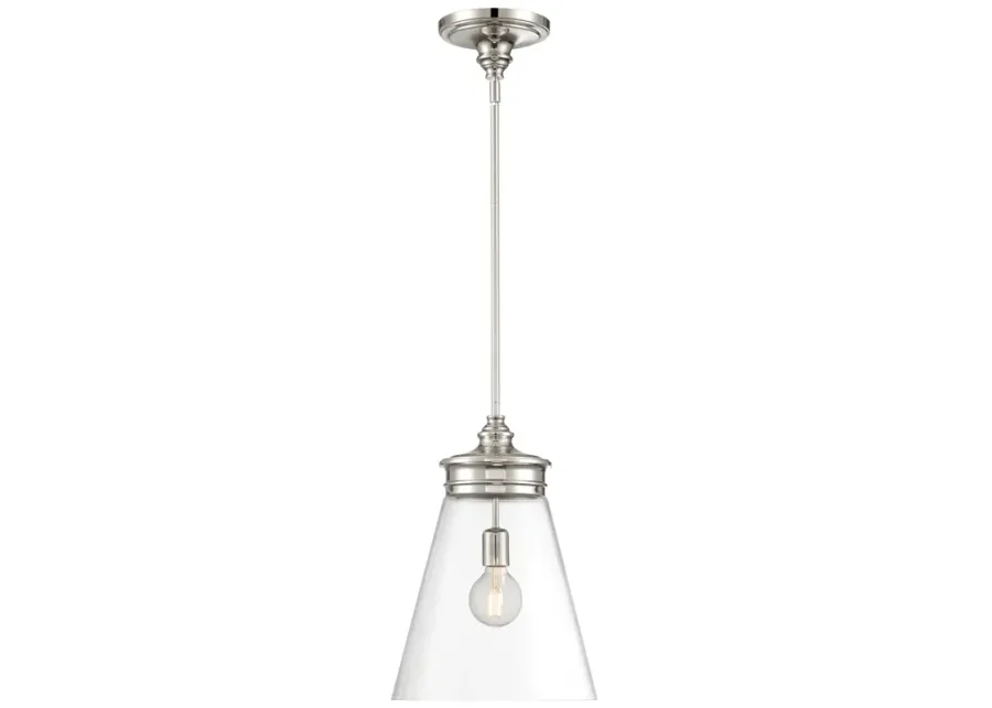 Emma 1-Light Glass Pendant - Polished Nickel