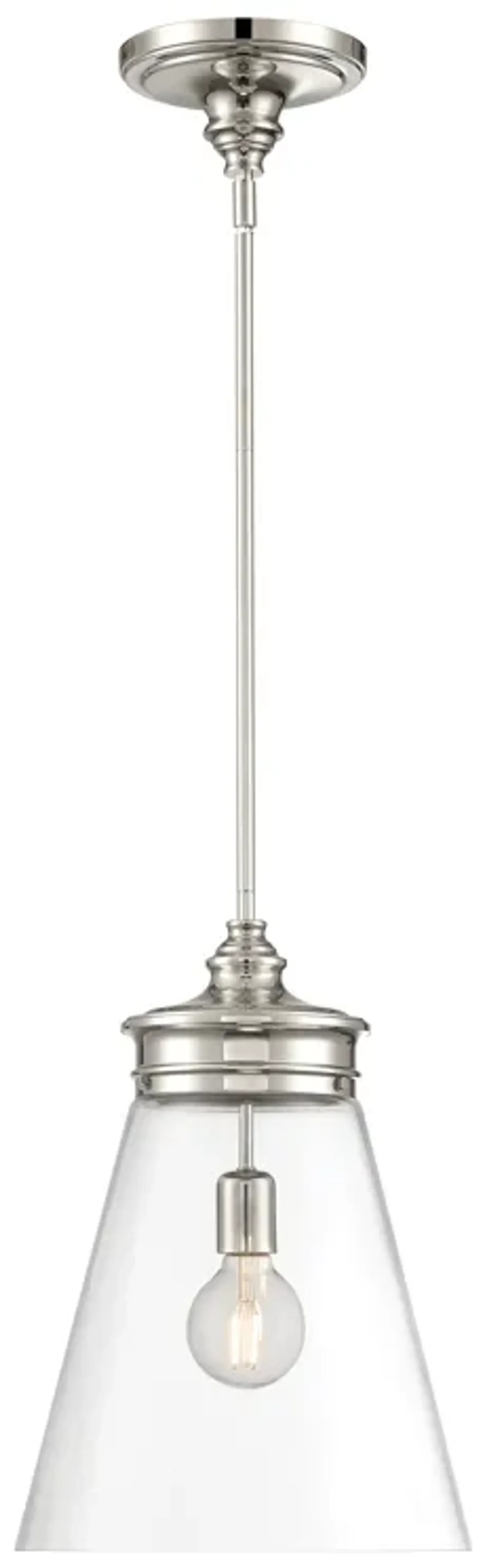 Emma 1-Light Glass Pendant - Polished Nickel