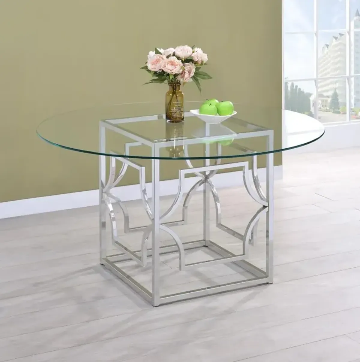 Starlight Round Glass Top Dining Table Clear and Chrome