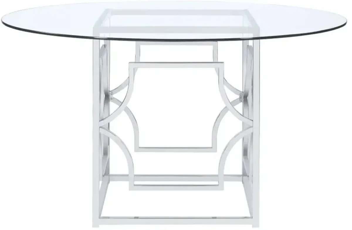 Starlight Round Glass Top Dining Table Clear and Chrome