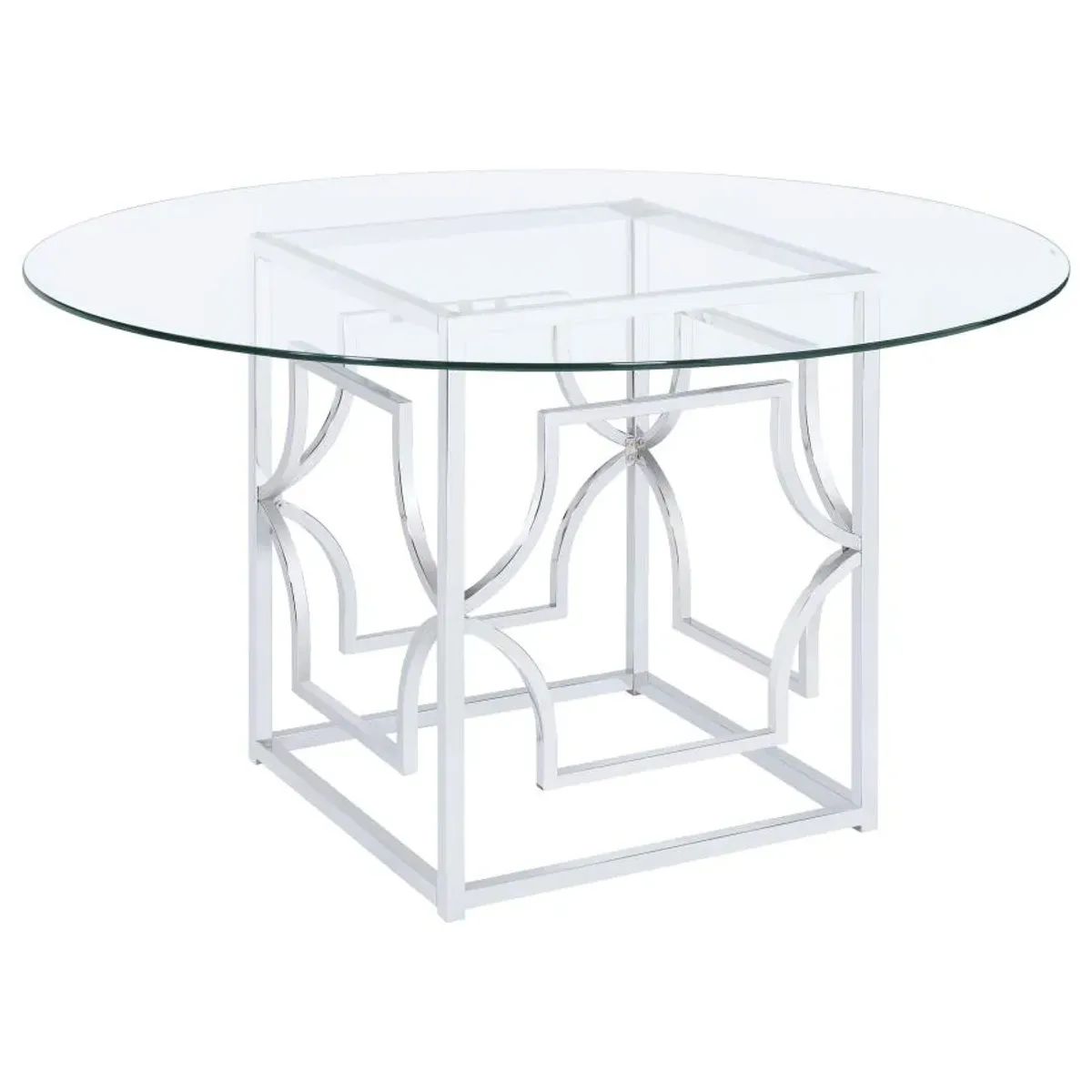 Starlight Round Glass Top Dining Table Clear and Chrome