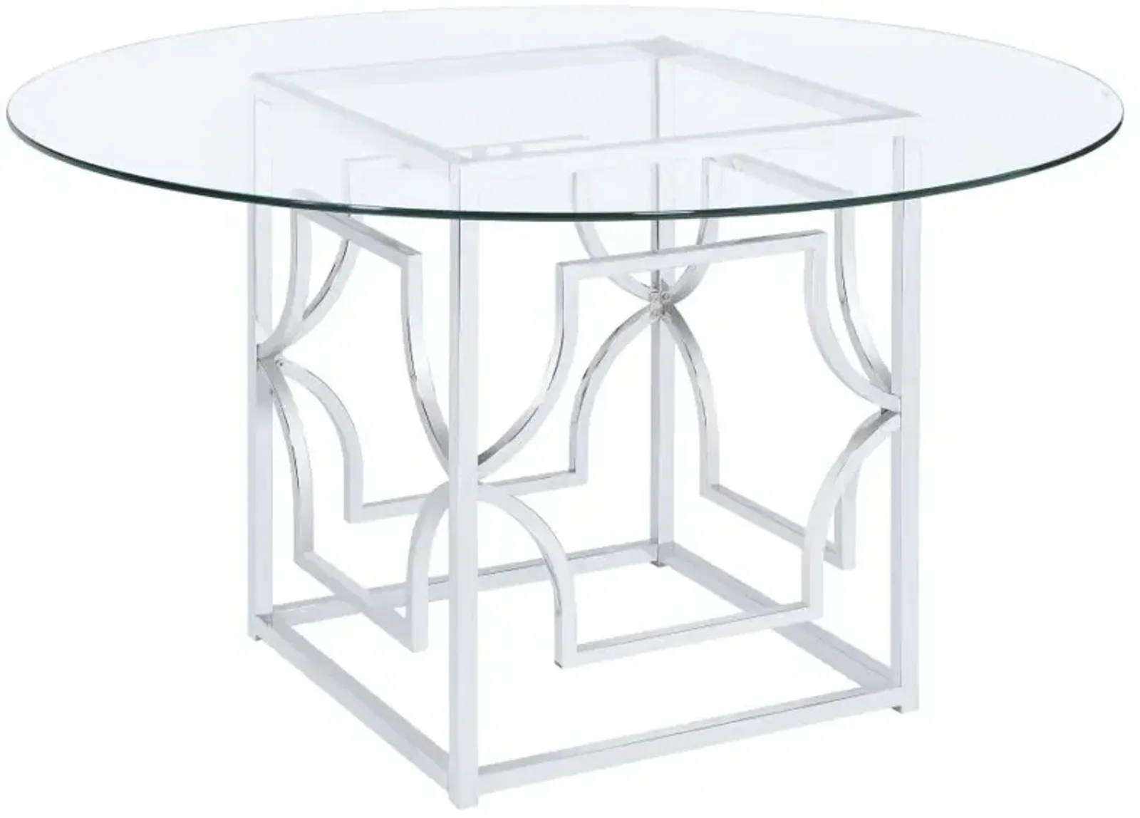 Starlight Round Glass Top Dining Table Clear and Chrome