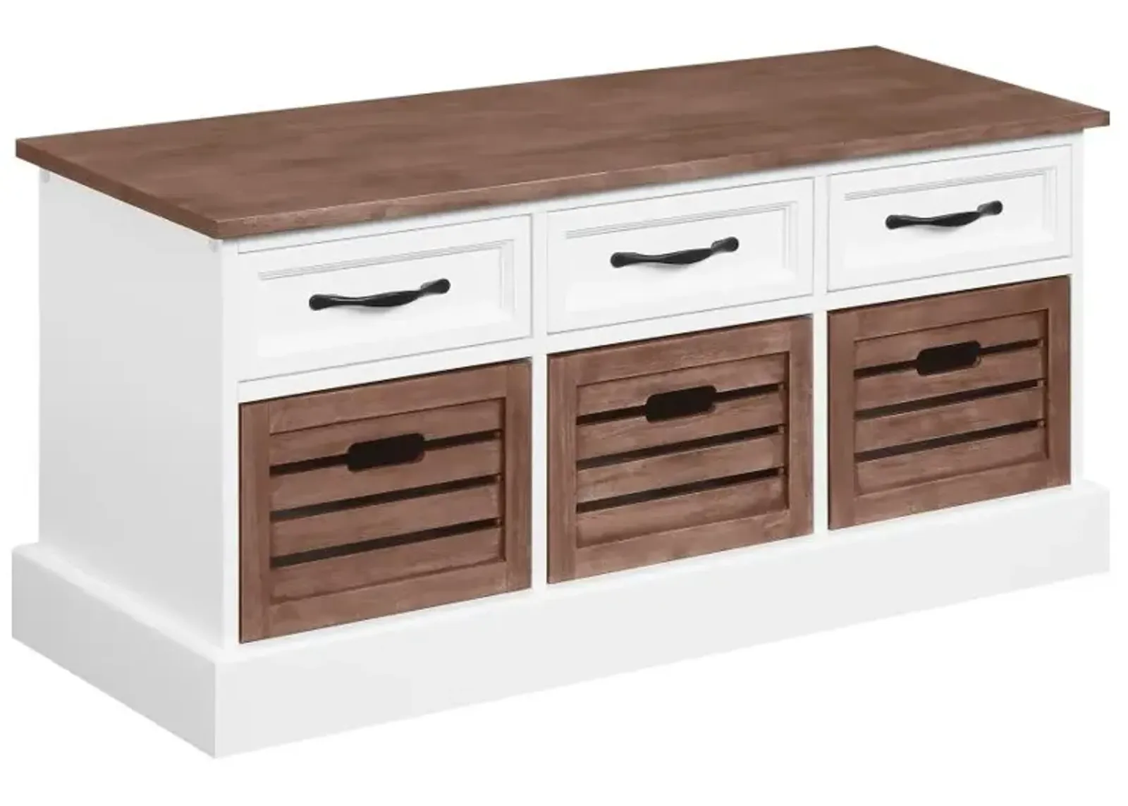 Alma 3-drawer Storage Bench Weathered Brown and White