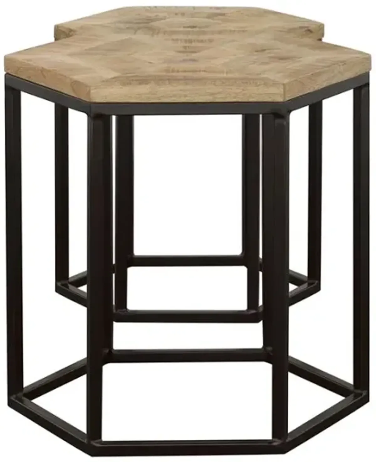 Adger 2-piece Hexagon Nesting Tables Natural and Black