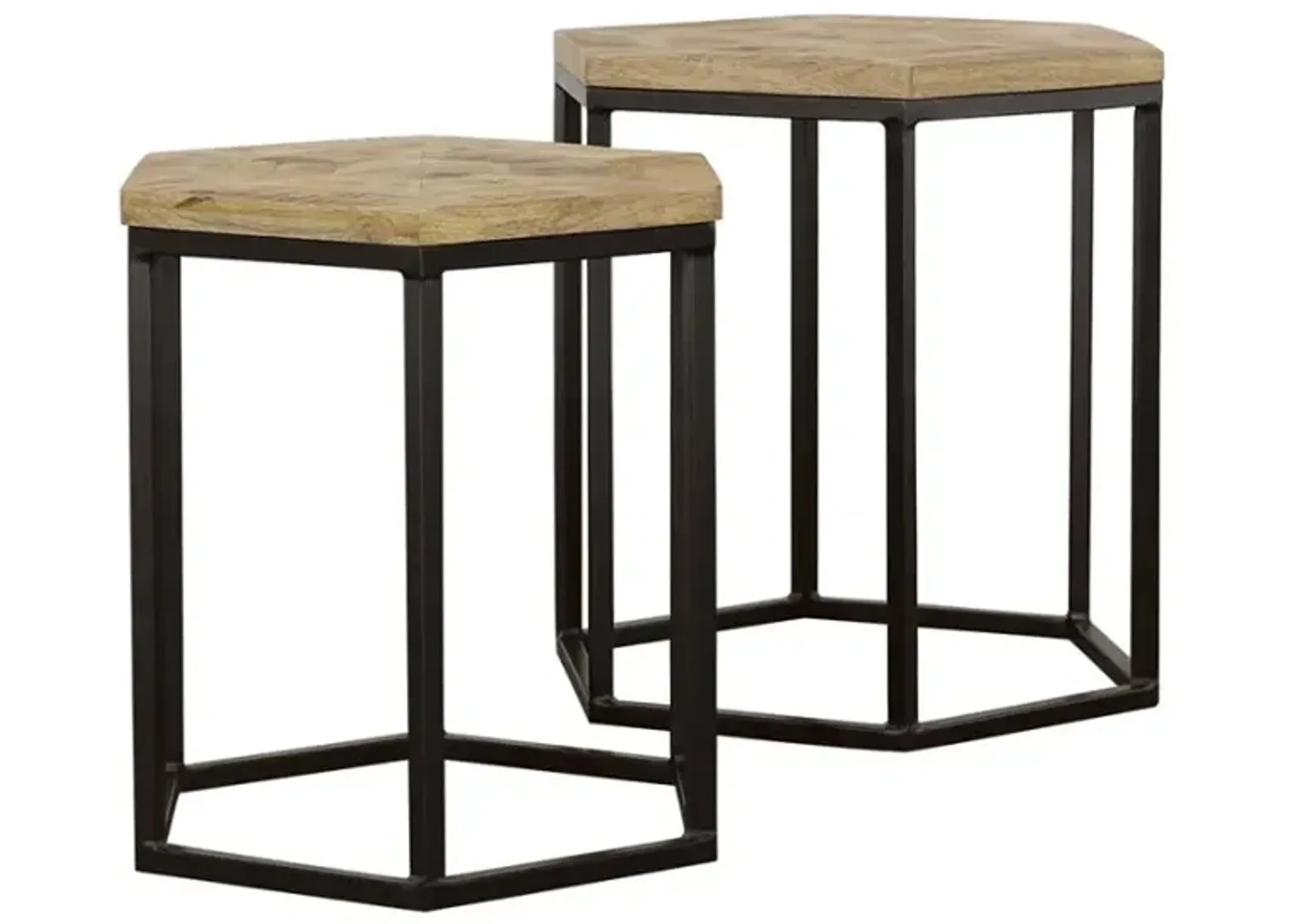 Adger 2-piece Hexagon Nesting Tables Natural and Black