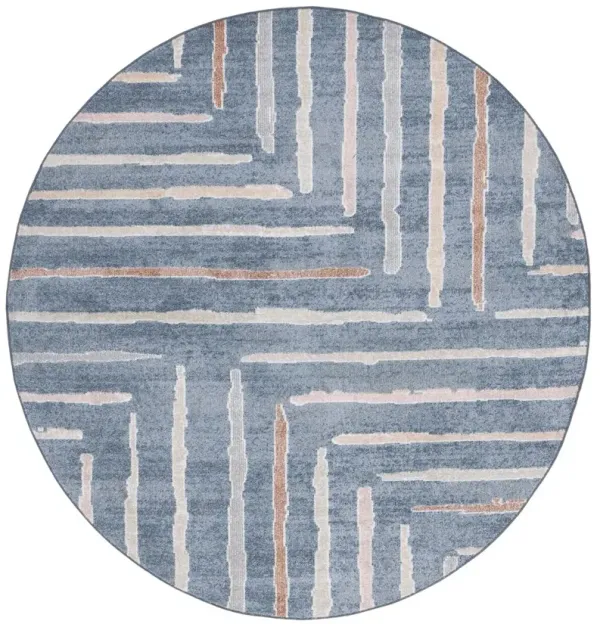 BLAIR WASHABLE 222 Blue 6'-7' X 6'-7' Round Round Rug