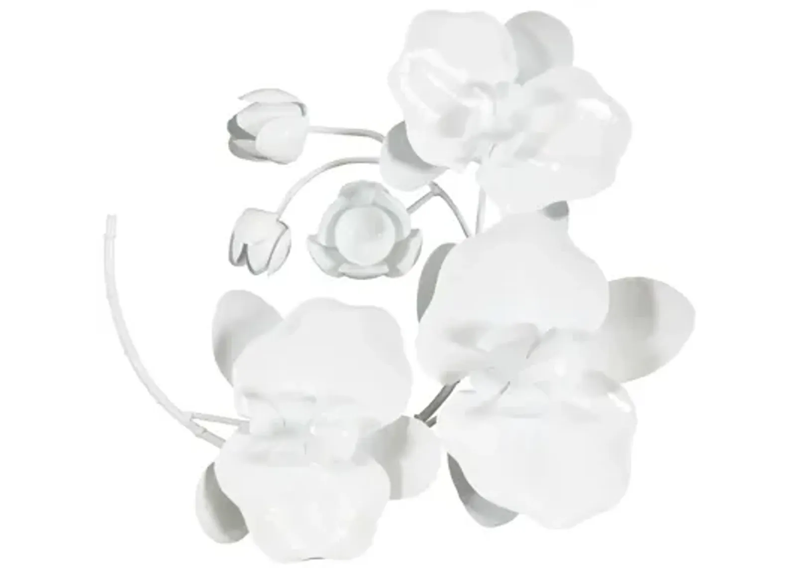 Orchid Sprig Wall Art, Small, Metal, White