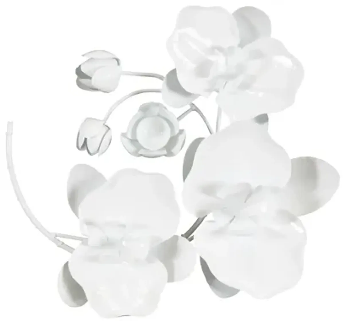 Orchid Sprig Wall Art, Small, Metal, White