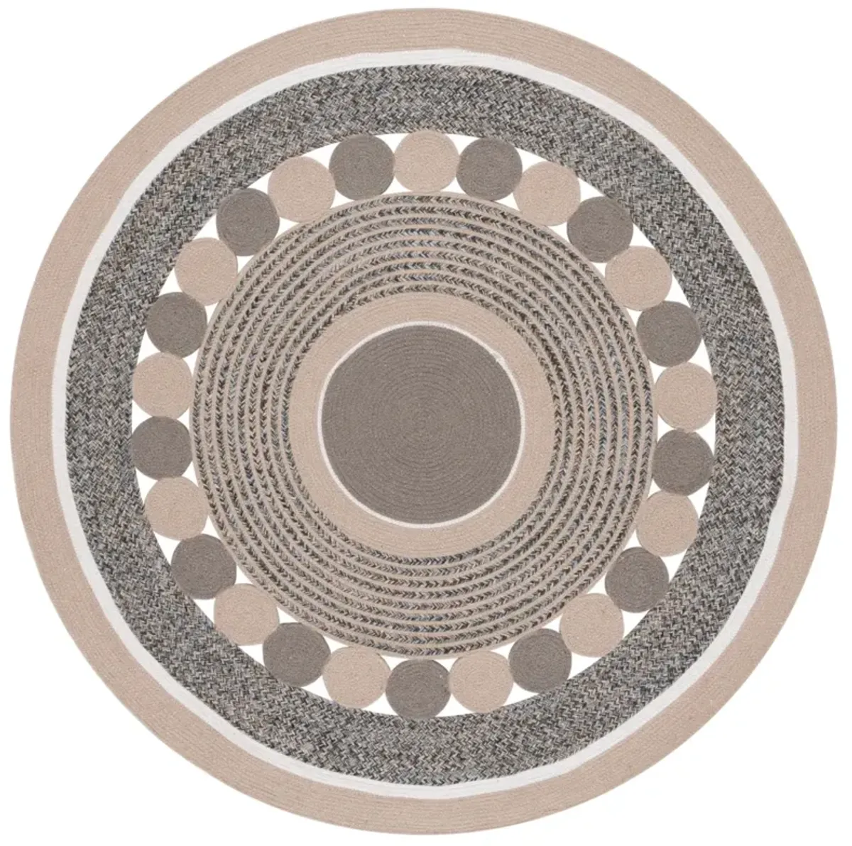 BRAIDED 757 BEIGE  5' x 5' Round Round Rug