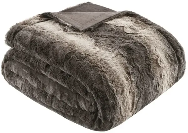 Madison Park Zuri Brown Oversized Faux Fur Throw