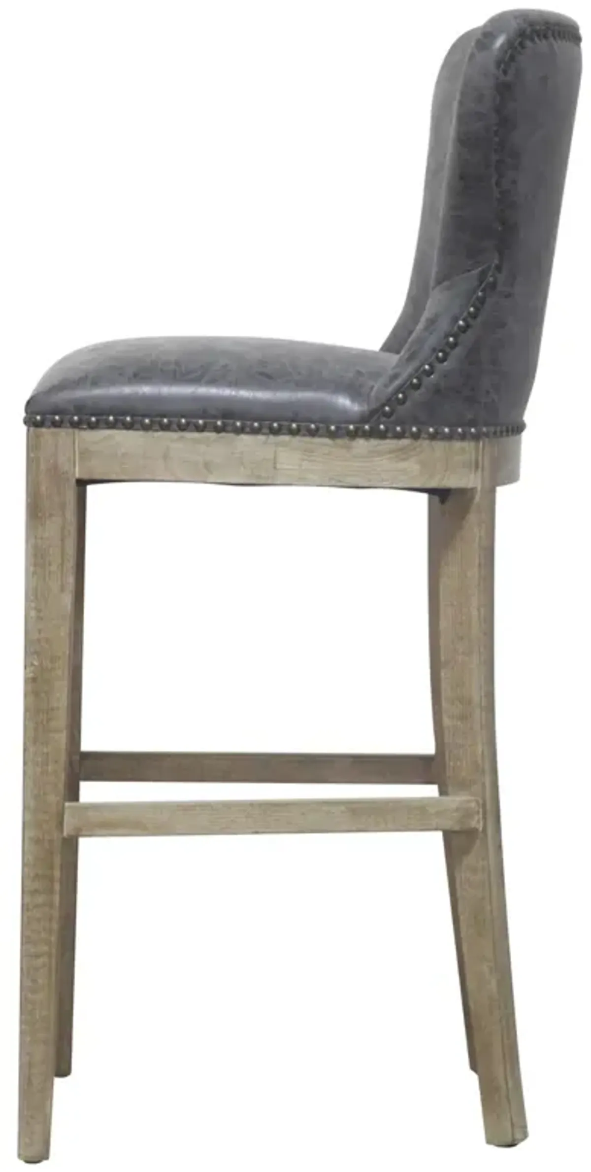 dorsey pu bar stool drift wood legs, nubuck charcoal