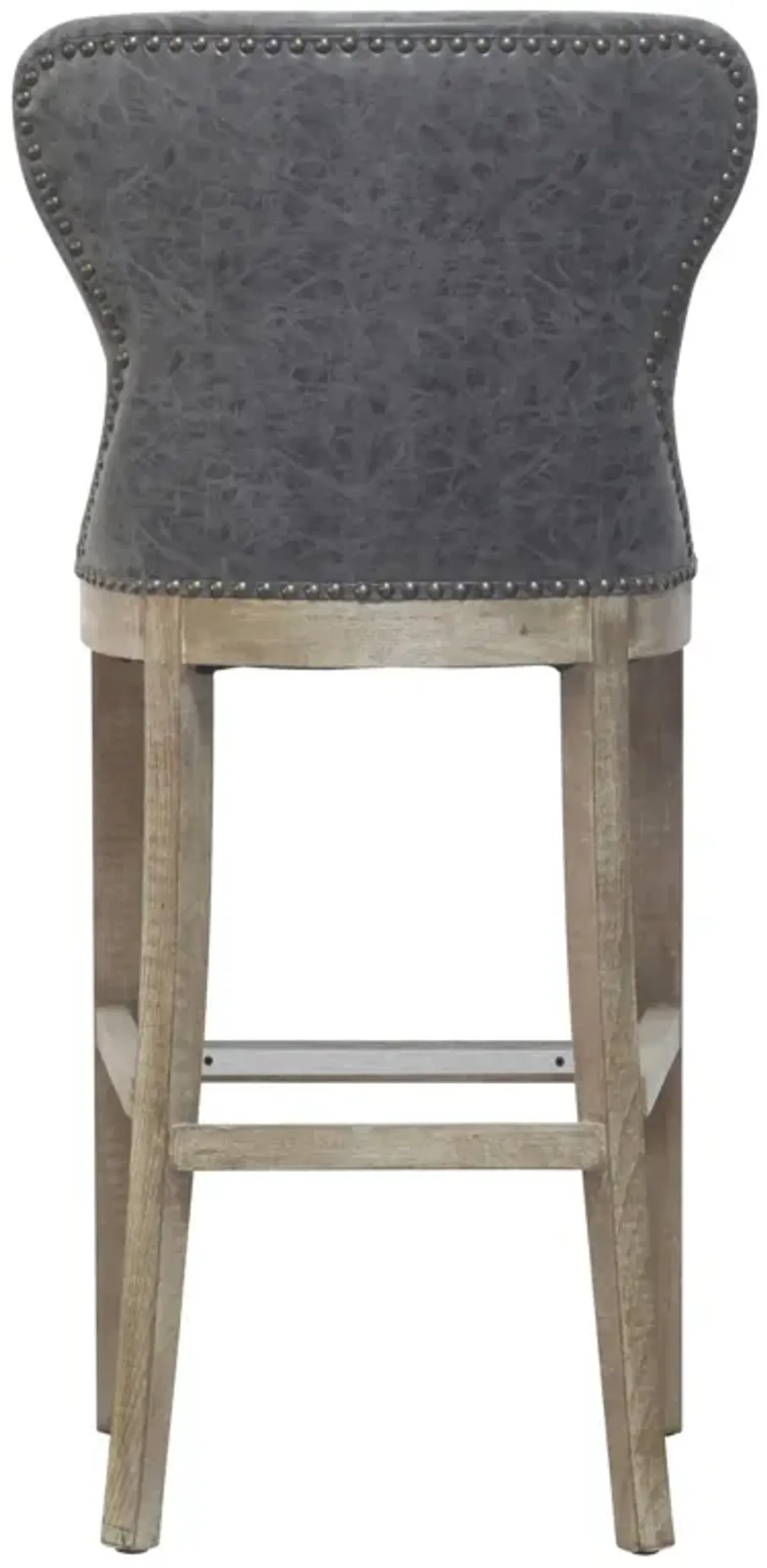 dorsey pu bar stool drift wood legs, nubuck charcoal