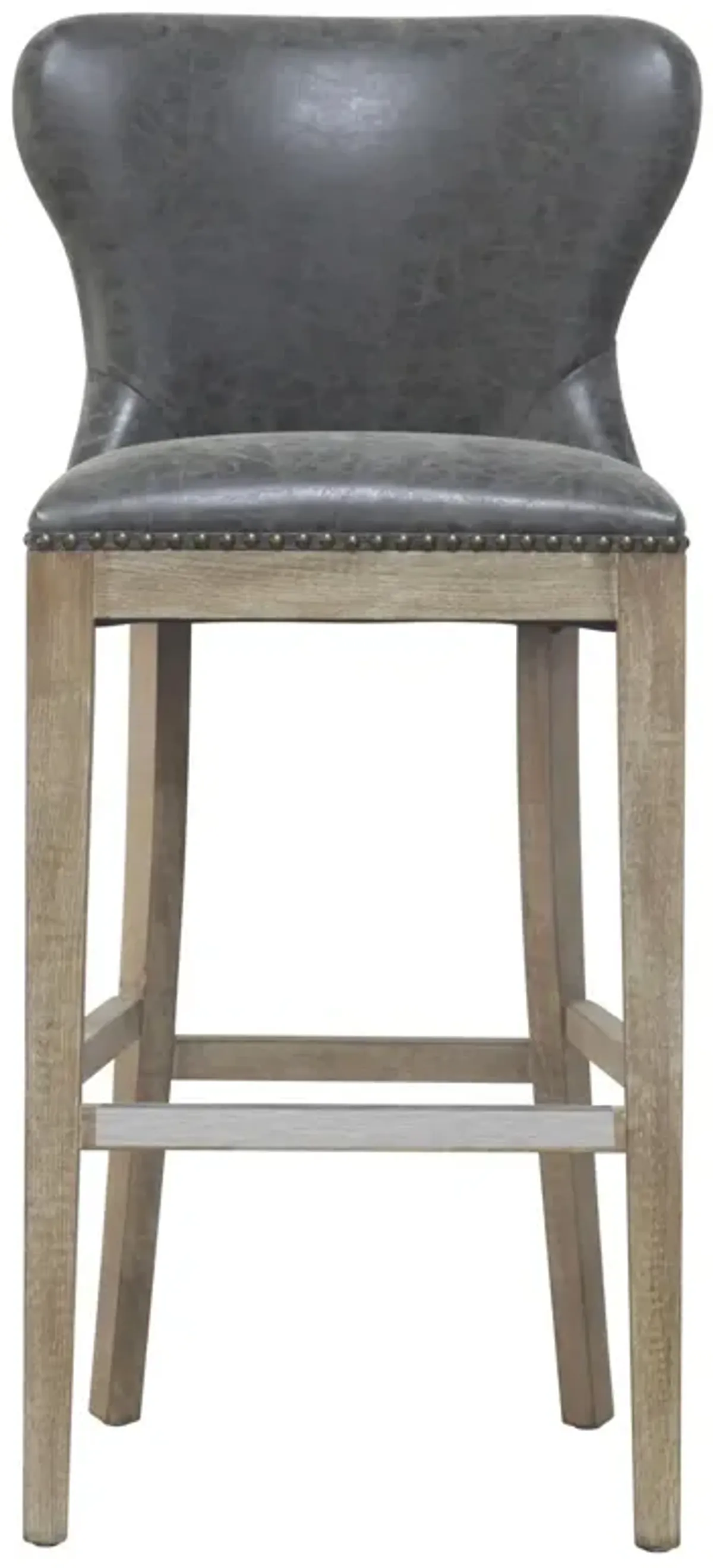 dorsey pu bar stool drift wood legs, nubuck charcoal