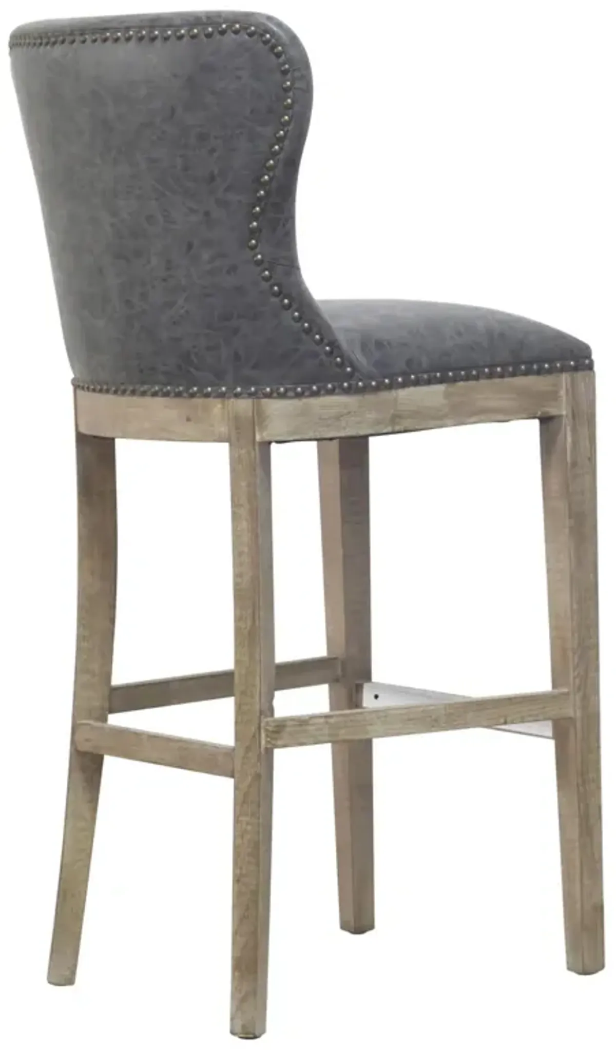 dorsey pu bar stool drift wood legs, nubuck charcoal