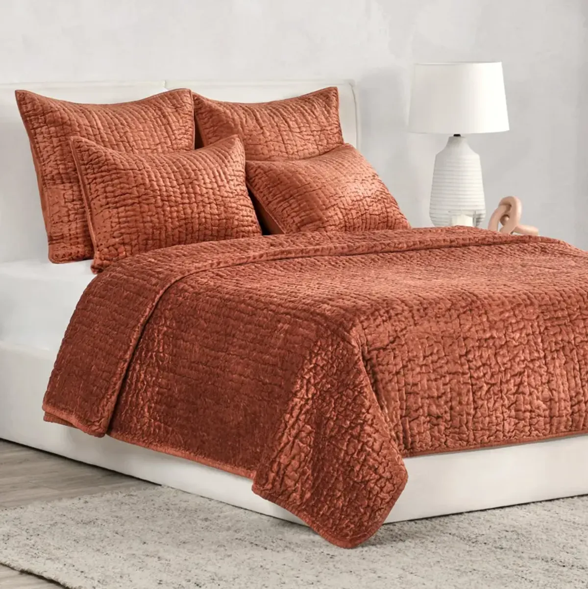 Dimitry 100% Rayon Velvet Terra Cotta Sham