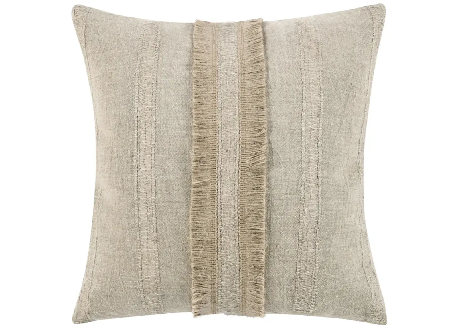 Valley 22" Belgian Linen Woven Throw Pillow, Natural