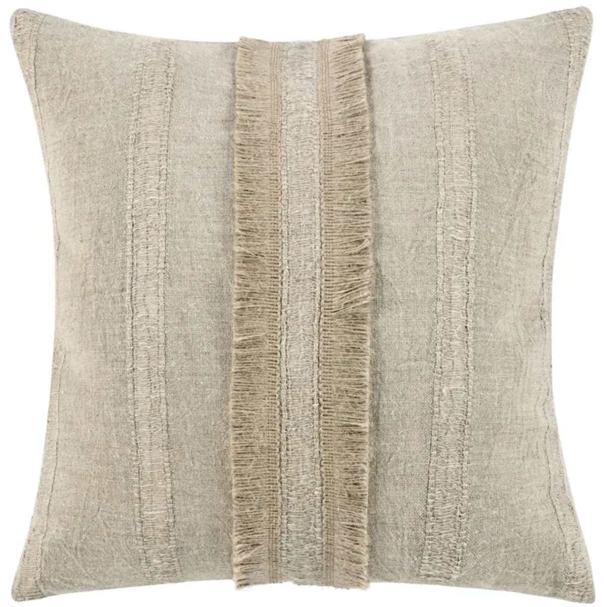 Valley 22" Belgian Linen Woven Throw Pillow, Natural