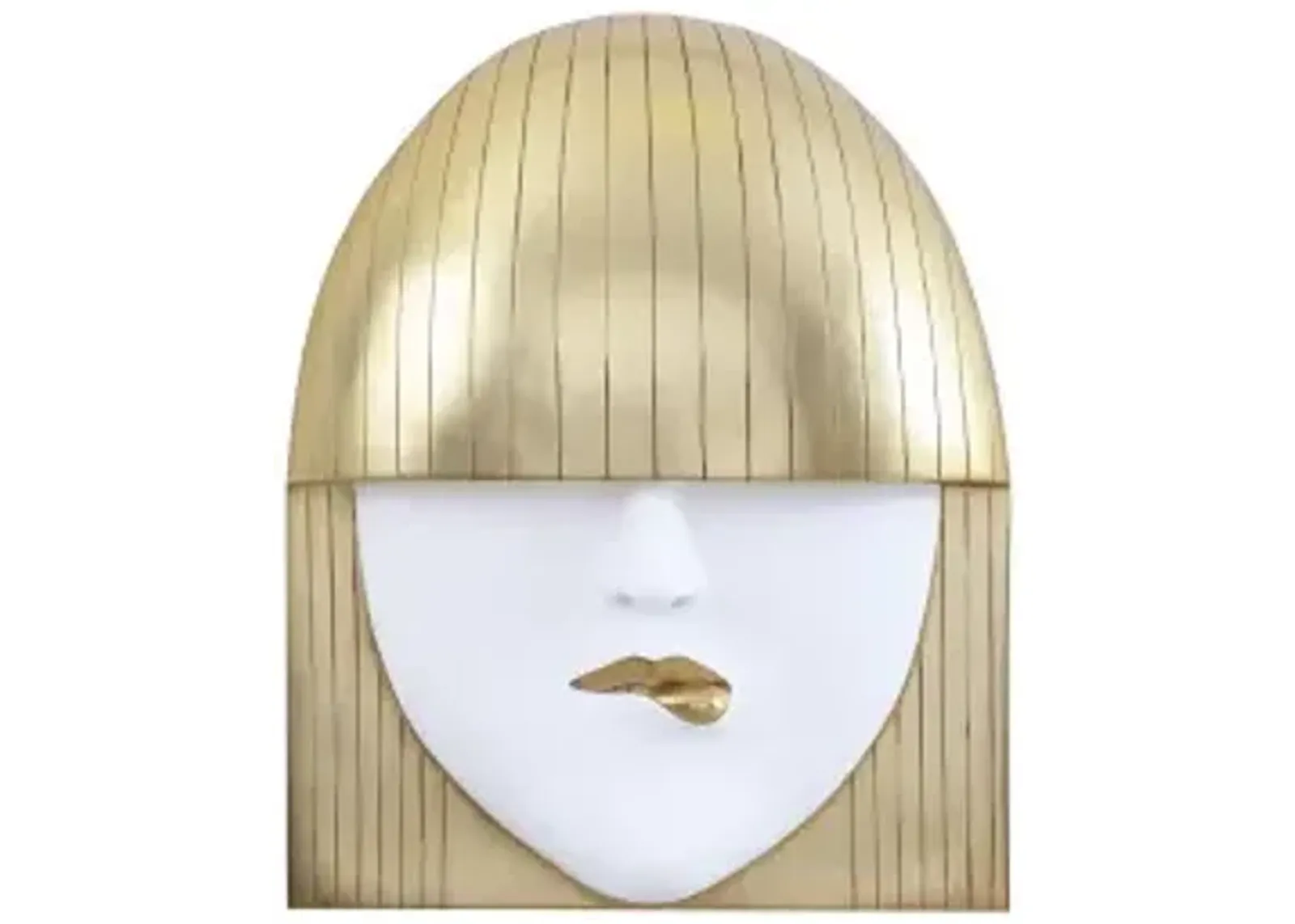 fashion faces wall art, large, pout, white and gold leaf