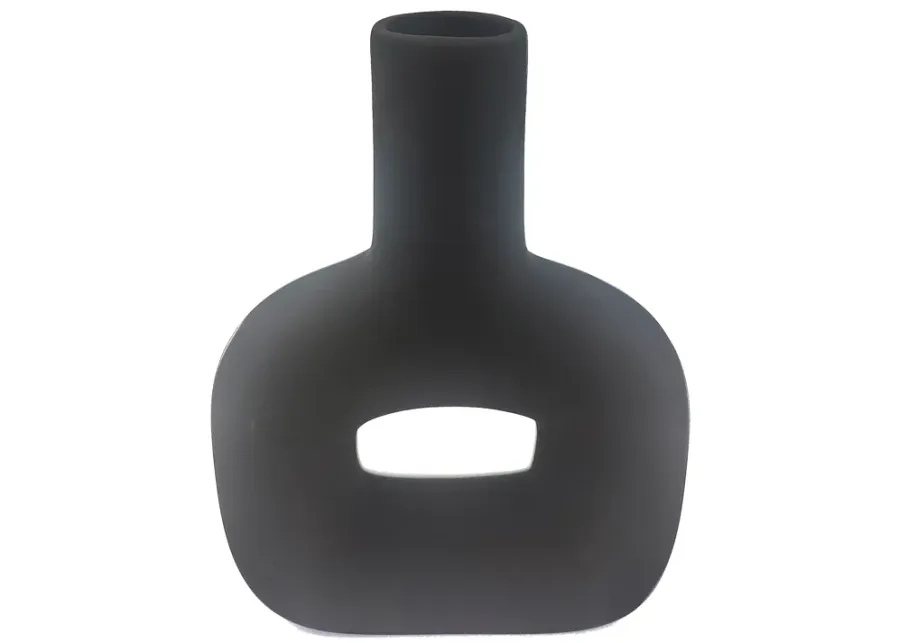 Dol, 8"h Open Cut Vase, Black