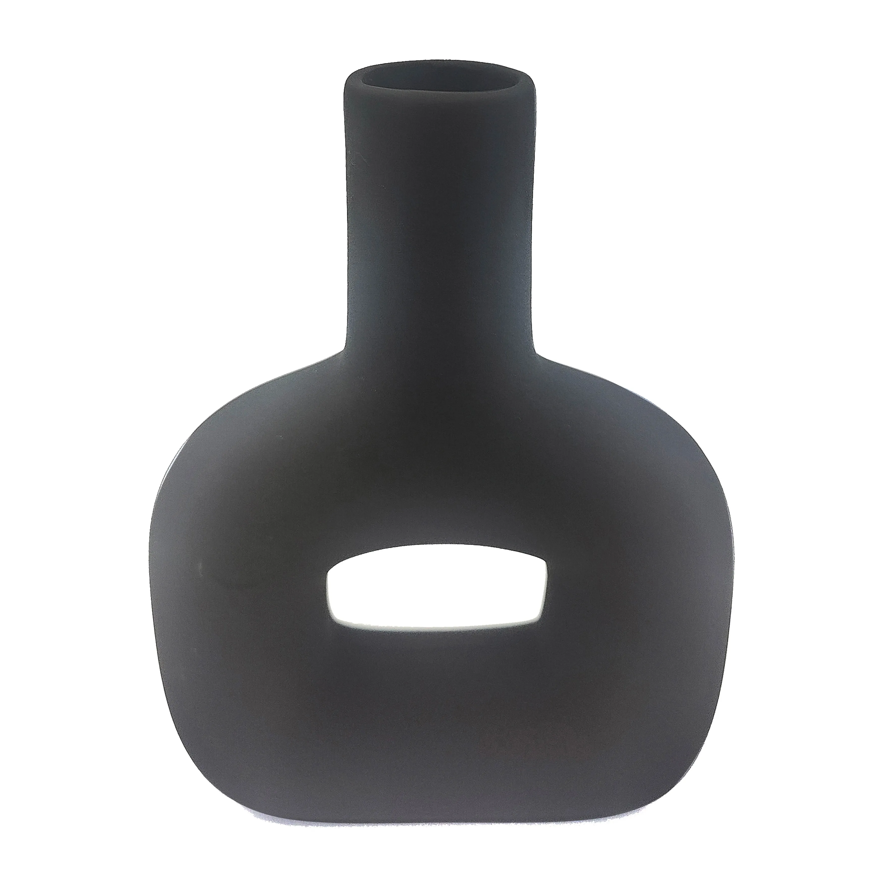 Dol, 8"h Open Cut Vase, Black