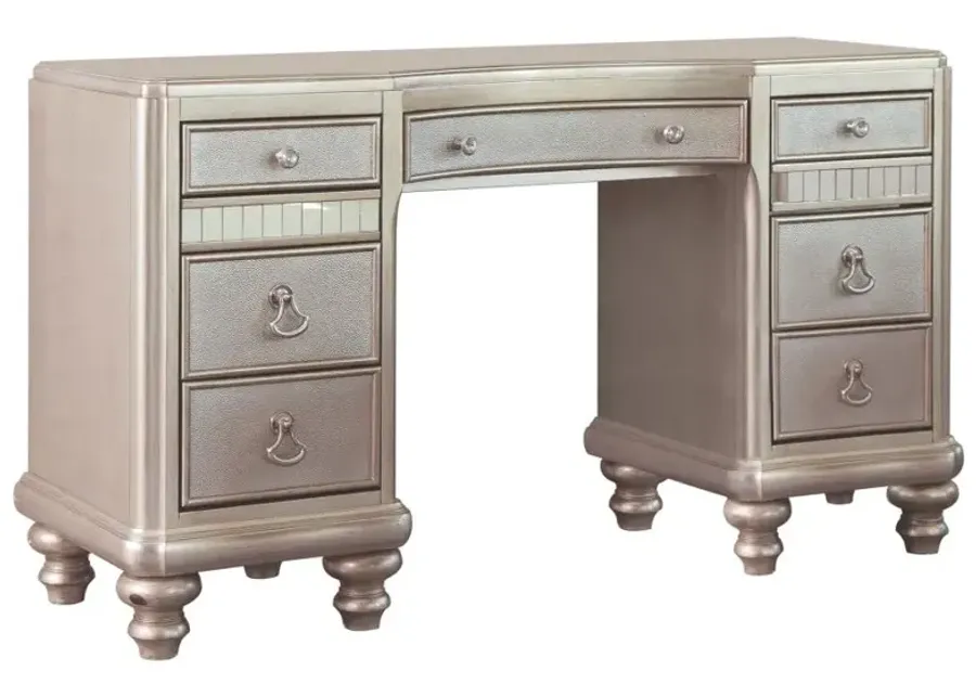 Bling Game 9-drawer Vanity Desk Metallic Platinum