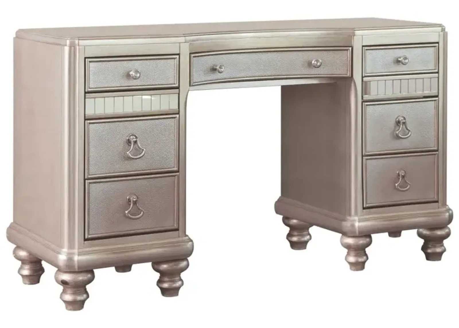 Bling Game 9-drawer Vanity Desk Metallic Platinum