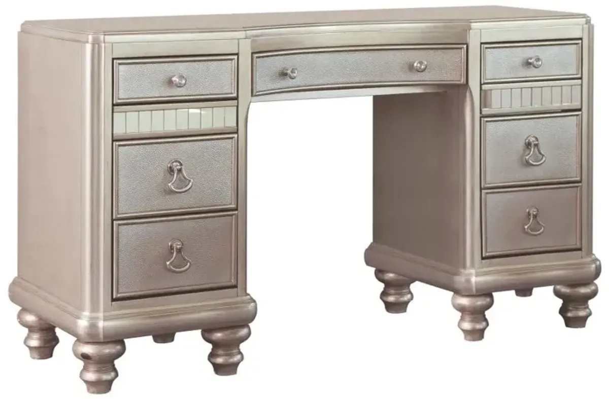 Bling Game 9-drawer Vanity Desk Metallic Platinum