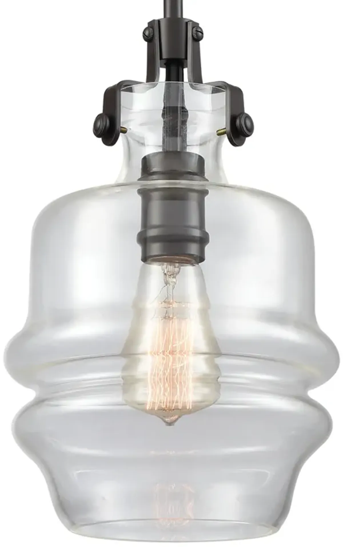 Zumbia 1-Light Mini Pendant in Oil Rubbed Bronze with Clear Glass