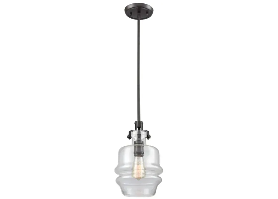 Zumbia 1-Light Mini Pendant in Oil Rubbed Bronze with Clear Glass