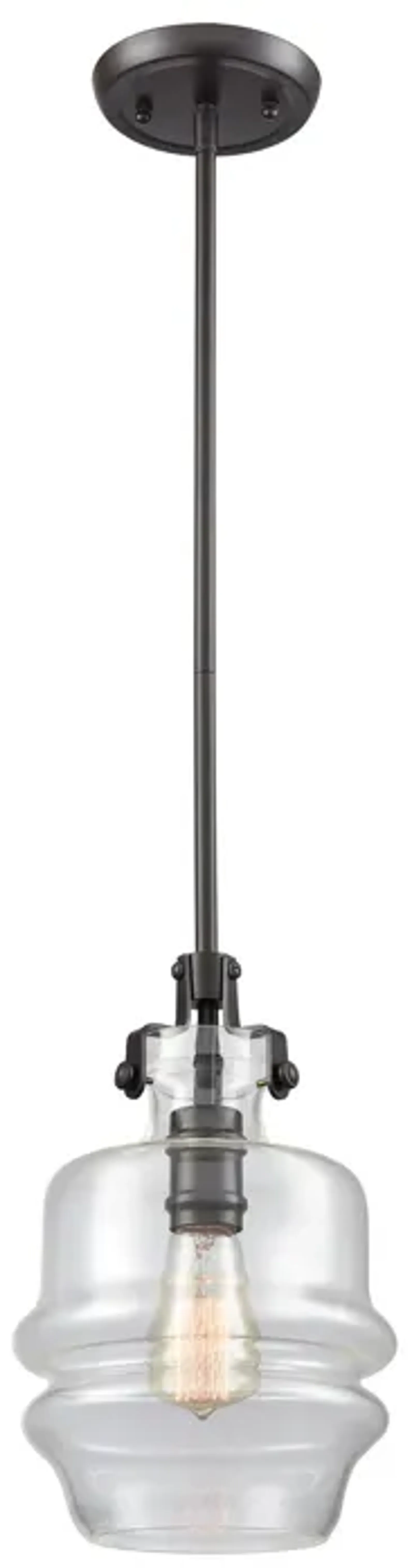 Zumbia 1-Light Mini Pendant in Oil Rubbed Bronze with Clear Glass