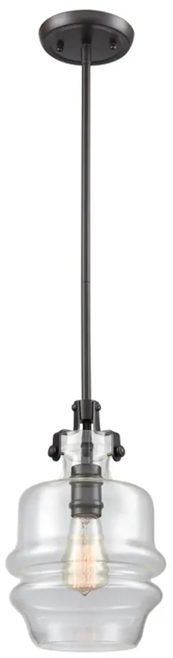 Zumbia 1-Light Mini Pendant in Oil Rubbed Bronze with Clear Glass