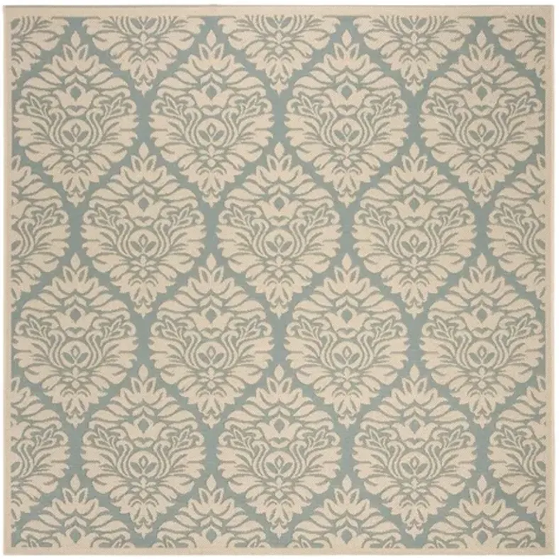 Safavieh BEACH HOUSE Collection BHS135K-6SQ Aqua / Cream 6'-7" X 6'-7" Square